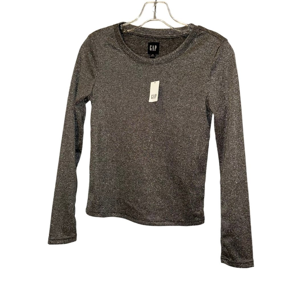 GAP NEW NWT SILVER SPARKLE HOLIDAY ribbed knit top XS